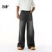 EF JEANS | 2025 Spring New American Casual Daily Black And Grey Wide Leg Mopping Washed Jeans_mkmklike.com
