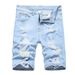 2025 New Trendy Washed And Perforated Capris Men's Denim Shorts_mkmklike.com