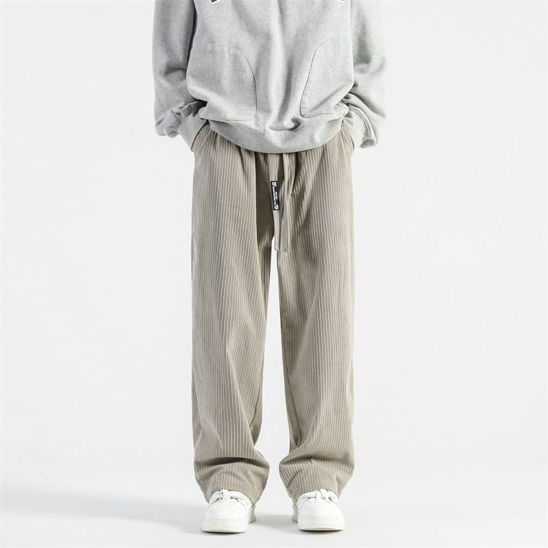LKTM # American Corduroy Casual Men's Trendy Brand Drawstring Loose Straight Tube Sports Long Pants 684_mkmklike.com