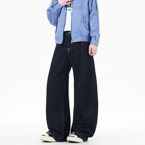 Unisex Wide-Leg Jeans – Relaxed Oversized Fit, Distressed Hem, Trendy Fall & Winter Fashion_mkmklike.com