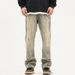 Nordmann American Retro Mud Yellow Jeans For Men Loose Straight Casual Autumn Winter Style Cool Trendy Workwear Long Pants_mkmklike.com