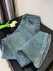 Retro Washed Diamond-encrusted Jeans Women's Spring Design Sense High-waisted Straight-leg Pants Loose Wide-leg Mopping Pants_mkmklike.com