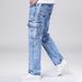 Men's Jeans For All Seasons, Versatile With Multiple Pockets. Men's Loose, Retro, Outdoor, Casual, Fashionable Jeans. Snowflake Craftsmanship_mkmklike.com