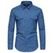 Denim Autumn/Winter New Men's Double Pocket Denim Long Sleeved European Size Lapel Shirt_mkmklike.com