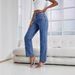 Women's Jeans Casual Wide Leg Pocketless Denim Plain Jeans Casual Wide Leg Denim Pants Trousers_mkmklike.com