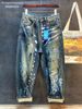 Men's Slimming Washed Denim Jeans American Street Graffiti Loose Straight Leg Trendy Wide Leg Versatile Jeans_mkmklike.com