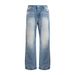 Vintage Ice Blue High-Ounce A-Line Wide Leg Jeans With Cat Whisker Details For Men & Women Fashion Trends_mkmklike.com