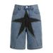 Women's Clothing Street Fashion Loose And Contrasting Five Pointed Star Patch Denim Pants_mkmklike.com