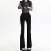 Black High-waisted Slimming Micro-flare Jeans For Women, 2025 New Spring And Autumn Slim-fit Stretchy Petite Bootcut_mkmklike.com
