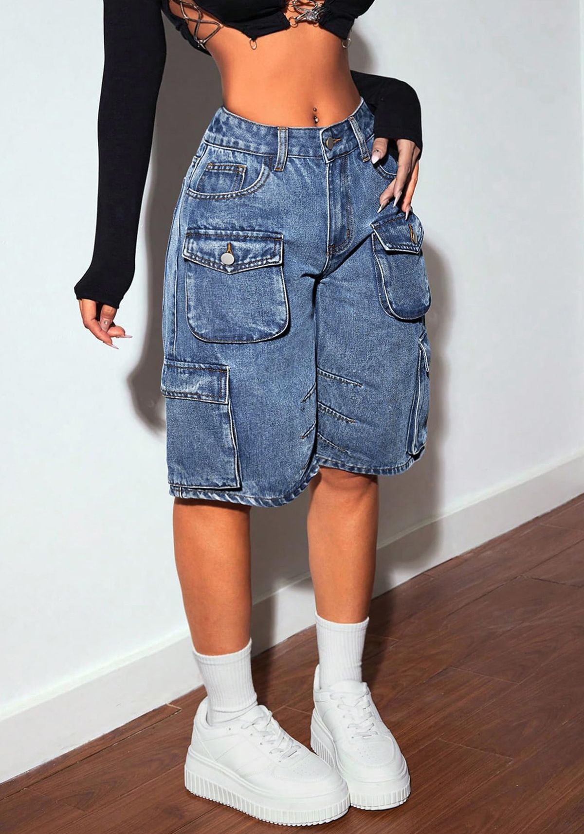 Women's Casual Straight Leg Jeans With Multiple Pockets - High Waist Washed Denim Pants For Streetwear & Daily Wear (Blue, S-Xxl)_mkmklike.com