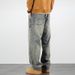 Nordmann American Style Casual Yellow Mud-Dyed Jeans For Men, Straight Loose Fit, Trendy Brand Long Pants, Autumn Retro Draped_mkmklike.com