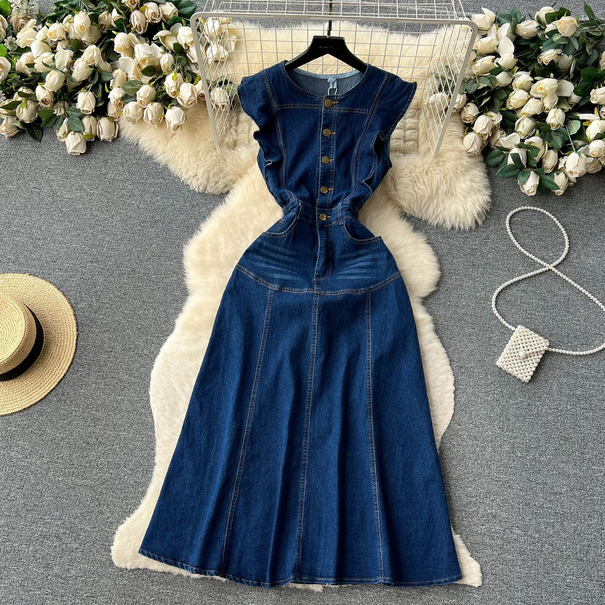 Women's Clothing Denim Dress For Women Slim Waist Temperament Niche Design And Unique Long Skirt_mkmklike.com