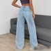 Vintage High-Waisted Straight-Leg Flare Jeans For Women - Retro Wide-Leg Denim Pants With Stretch, Comfortable & Stylish_mkmklike.com