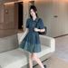 Hong Kong Style Denim Dress, Women's Summer New Style, High-End And Western-Style Temperament, Polo Collar Sleeved Short_mkmklike.com