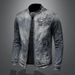 Loom Cross-Border Trendy Brand Men's Denim European And American Casual Retro Plus Size Stand Collar Zipper Jacket Cycling_mkmklike.com