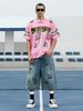 Men's Clothing Retro Graffiti Cropped Jeans Men's Street Trend High Waisted Wide Leg Shorts Couple_mkmklike.com