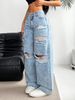Straight Loose And Versatile Wide-leg Trousers Washed Jeans_mkmklike.com