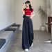 Tencel Denim Blue Wide-Leg Jeans For Women, Summer Thin High-Waisted Slimming Loose Drapey Floor-Length Straight Pants_mkmklike.com