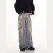 Fashionable Personalized Printed Men's Jeans, Straight Loose Wide-leg American High Street Pants, Trendy Brand, Cool And_mkmklike.com