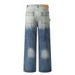 Men's Clothing Heavy Washed Gradient Distressed Jeans Trendy Brand Men's Pocket Workwear Straight Trousers Niche Loose Wide Leg Pants_mkmklike.com