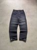 Men's Clothing Gothic Retro Flared Washed Distressed Double Waist Denim Trousers_mkmklike.com