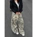 Retro American Letter Print Camouflage Casual Pants Straight Wide Leg Versatile Jeans for Men And Women Instagram Style_mkmklike.com
