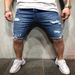 Summer 2025 European-USA Style Fashion Men's Cotton Mid Waist Broken Hole Denim Shorts S-3XL_mkmklike.com