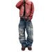 Men's Distressed Washed Denim Trousers Cross Border Embossed Print Loose Retro Wide Leg American Style Jeans_mkmklike.com