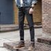Men's Trendy Slim Fit Blue Ripped Whiskered Jeans Elastic Straight Leg Pants New Spring Autumn Collection_mkmklike.com