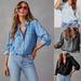 Denim Shirt Casual Lapel Single-breasted Women's Long-sleeved Denim_mkmklike.com