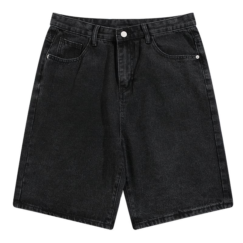 Men's Trendy Casual Hip Hop Denim Shorts Solid Color Skateboard Pants Streetwear_mkmklike.com