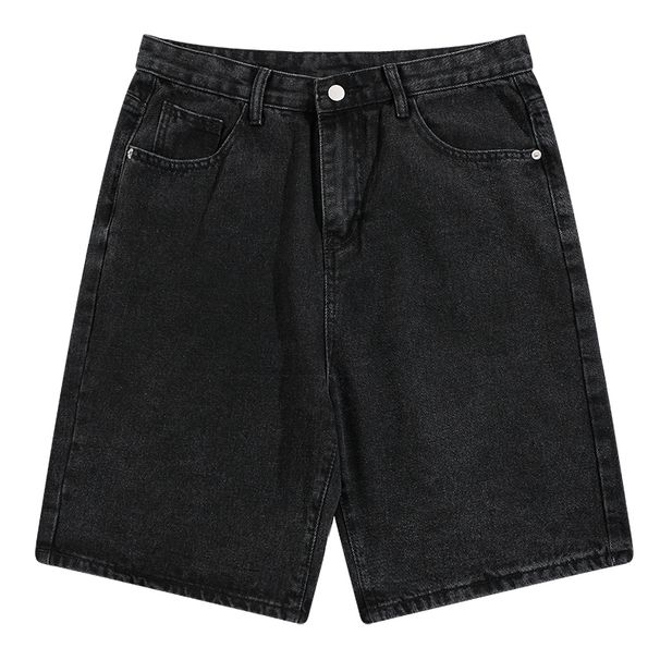 Men's Trendy Casual Hip Hop Denim Shorts Solid Color Skateboard Pants Streetwear_mkmklike.com