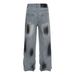 American Style National Trend Couple Full Rhinestone Starry Sky Spring Autumn Jeans Loose Wide Leg Floor-Length Pants_mkmklike.com
