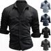 Pulse 2024 Autumn New Cross-Border European And American Fashion Casual Men's Double Pocket Long Sleeve Denim Shirt_mkmklike.com