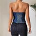 Corset Style Beautiful Back Denim Strapless Women's Autumn Strapless Short Camisole Vest Top Can Be Worn Outside_mkmklike.com