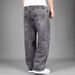 Men's High-End Trendy Casual Straight Jeans Black Gray Spring Autumn High Street Loose Wide Leg Pants_mkmklike.com