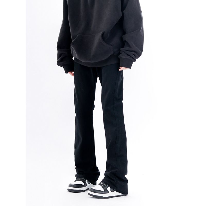 Nordmann American Style Vibe Slightly Flared Black Jeans Men Slim Fit Slimming Spring Autumn Basic Versatile Cool Casual Pants_mkmklike.com