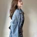 Gentle American Retro Blue Washed Denim Jacket For Women, New Spring Fashion, Floral Suspender Dress Two-piece Set_mkmklike.com