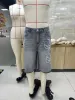 Men's Jeans Summer Casual Denim Shorts Knee Length Trendy Letter Embroidered Rhinestone Fashion Streetwear_mkmklike.com
