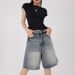 Women's Clothing Retro High Waist Loose Wide Leg Shorts High Street Trend Cool Denim Mid Length Pants_mkmklike.com