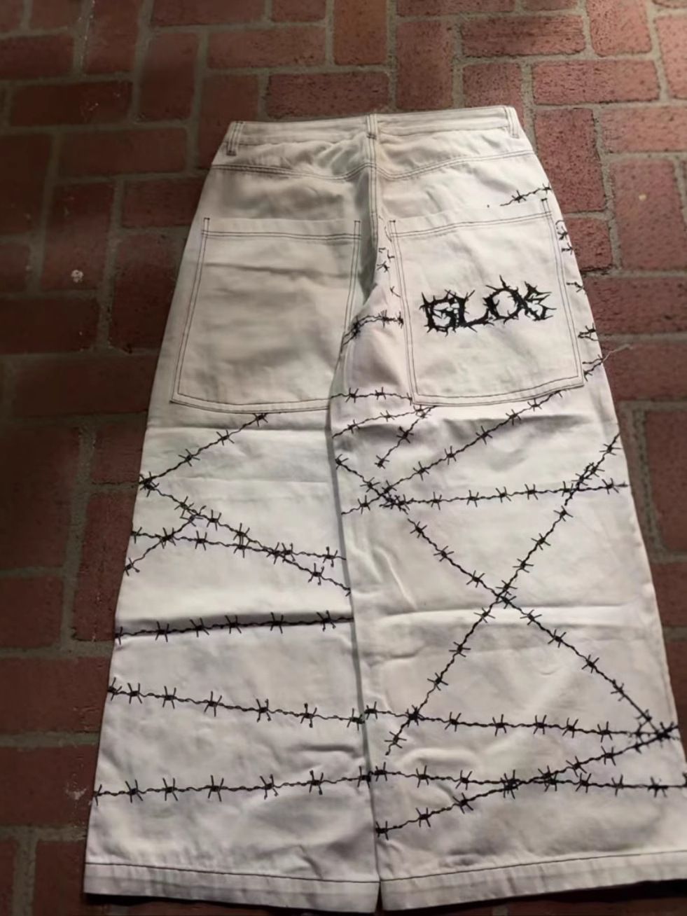 European And American Fashion Brand Y2K Harajuku Style Gothic High Street Hip Hop Loose Wide-leg Slacks Men's Pants Jeans Spurs_mkmklike.com