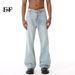 Men's Clothing 2025 New Arrival Light Blue Cleanfit Casual Washed Micro Flared Jeans Loose and Versatile_mkmklike.com