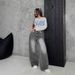 Women's High-Waisted Straight-Leg Jeans – Classic Washed Denim With Button Details, Non-Stretch Cotton Blend, Fall Streetwear Essential_mkmklike.com