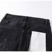 Unisex Y2K High-Waist Flared Jeans, Black-Grey Fade, White Splatter & Scratches, Breathable Summer Style_mkmklike.com