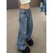 Y2K High-Waisted Loose Fit Denim Jeans – Vintage Blue Wide-Leg Floor-Length Pants (S-XXXL)_mkmklike.com