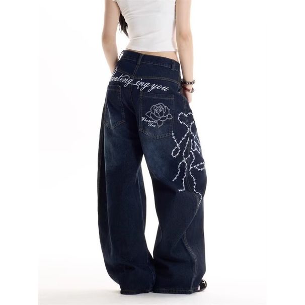 Tassel Ripped Jeans Men's Summer New Loose Straight Washed Old High Street Street Wide Leg Long Pants Trend_mkmklike.com