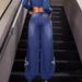 Women's Clothing star patch tassel raw edge large size loose straight casual wide leg long_mkmklike.com