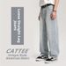 CATTEEIUS Men's Washed Straight-Leg Jeans Vintage Blue Relaxed Fit Casual Streetwear Denim Pants_mkmklike.com