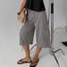 Retro Women's Camouflage Cargo Shorts Pleated Loose Fit Slimming Wide Leg Cropped Jeans_mkmklike.com