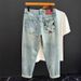 Men's Slim Leg Jeans Embroidered Tapered Harem Pants Loose Fit Straight Leg Printed Fashion Youthful Style Trendy_mkmklike.com